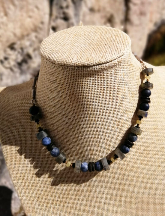 Collar de Sodalita, Labradorite y Plata