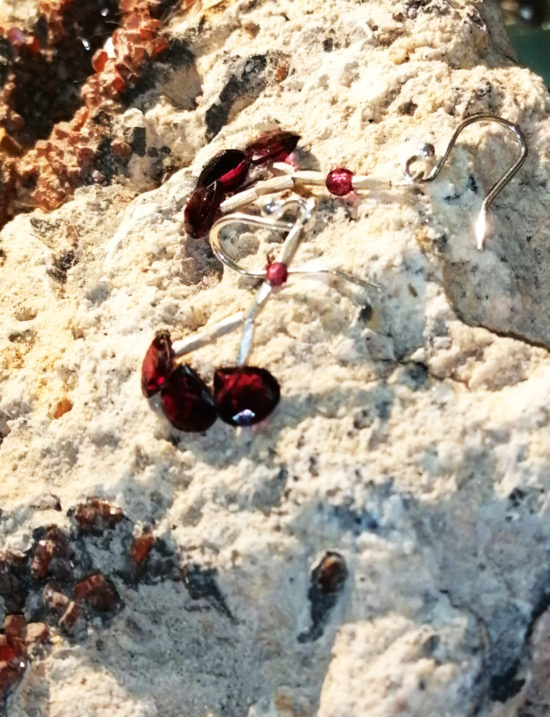 Pendientes de Granate facetado y Plata