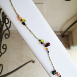 Pulsera de Plata y Olivino, Zafiro azul, Rubí, Amatista y otras piedras