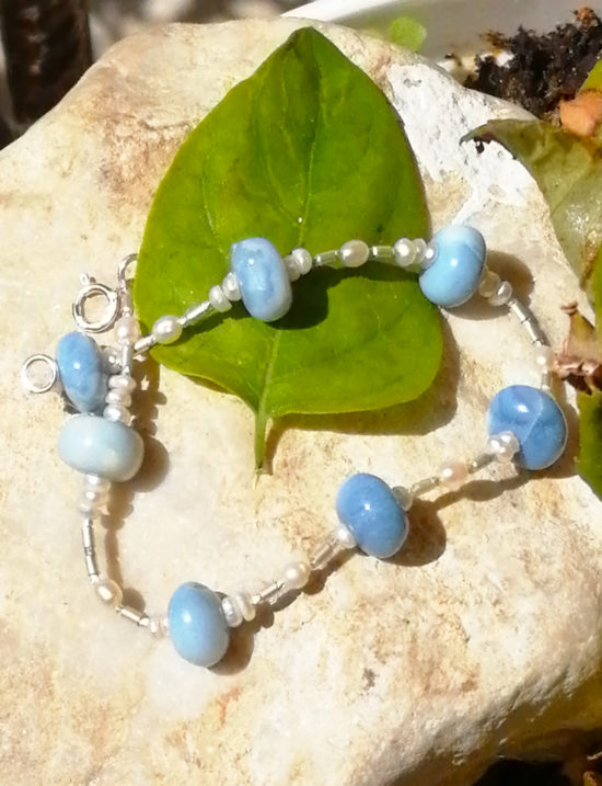 Pulsera de Ópalo azul y Plata