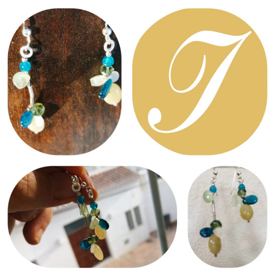 Pendientes Isolde925; Gotas de Zafiro amarillo y Apatito azul